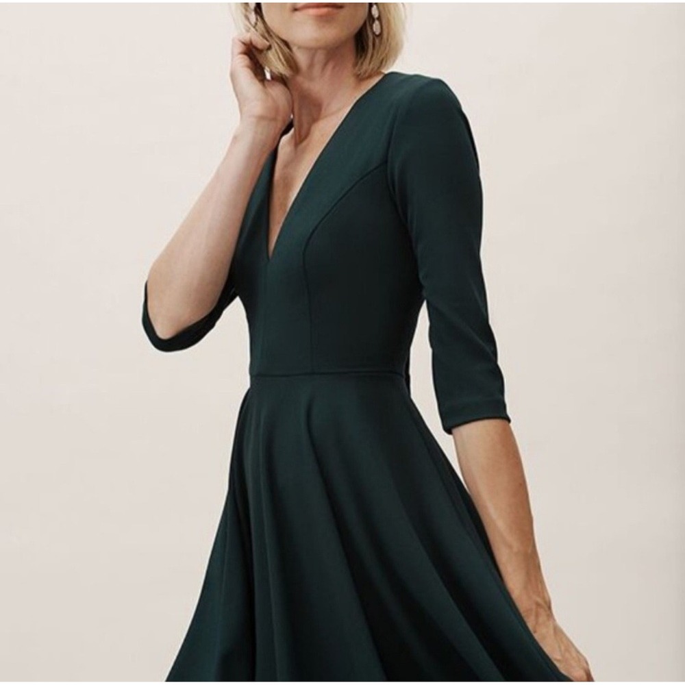 NWT Anthropologie BHLDN Valdis Dress Sz 12 Holly Emerald Green Fit & Flare - Picture 2 of 12